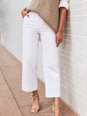 SPANX On the Go Cropped Wide Leg Pants Classic White Opaque Size 2X